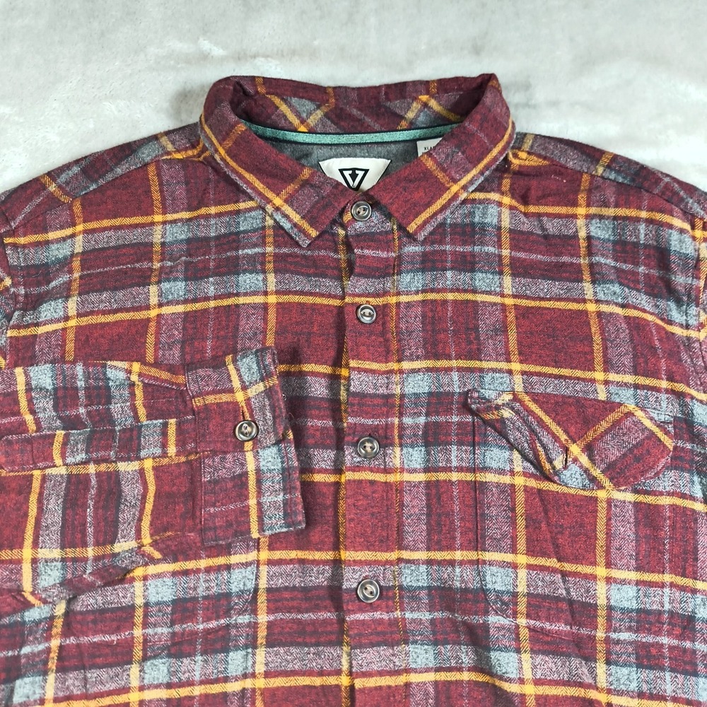 Vissla Central Coast Flannel Shirt Mens XL Red Button Up Surf Long Sleeve Outdoo